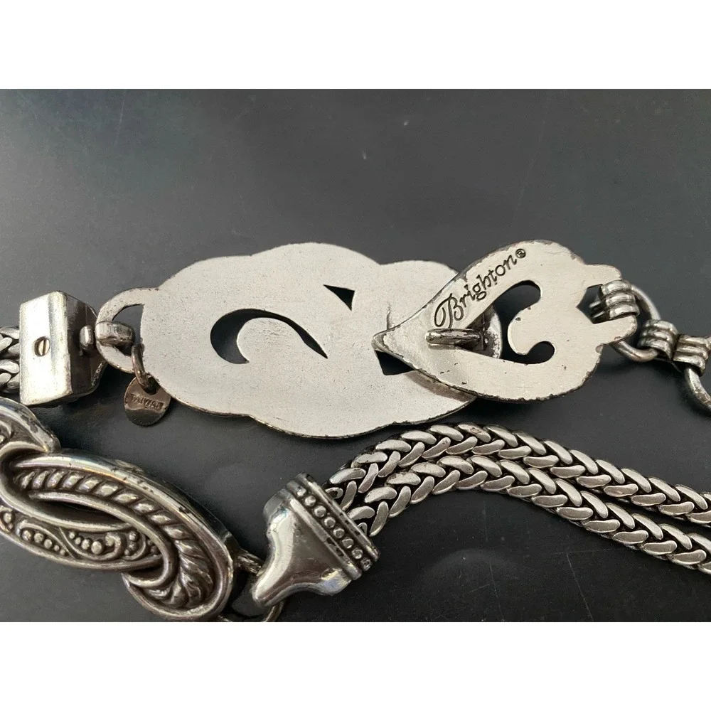 BRIGHTON Bali Hai Silver Tone Chain Belt M 30